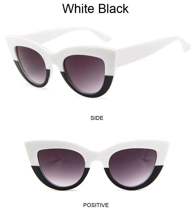 Vintage Cat Eye Sunglasses Woman Retro Brand Cateye Shades Sun Glasses Gradient Mirror Plastic Frame Designer Oculos De Sol