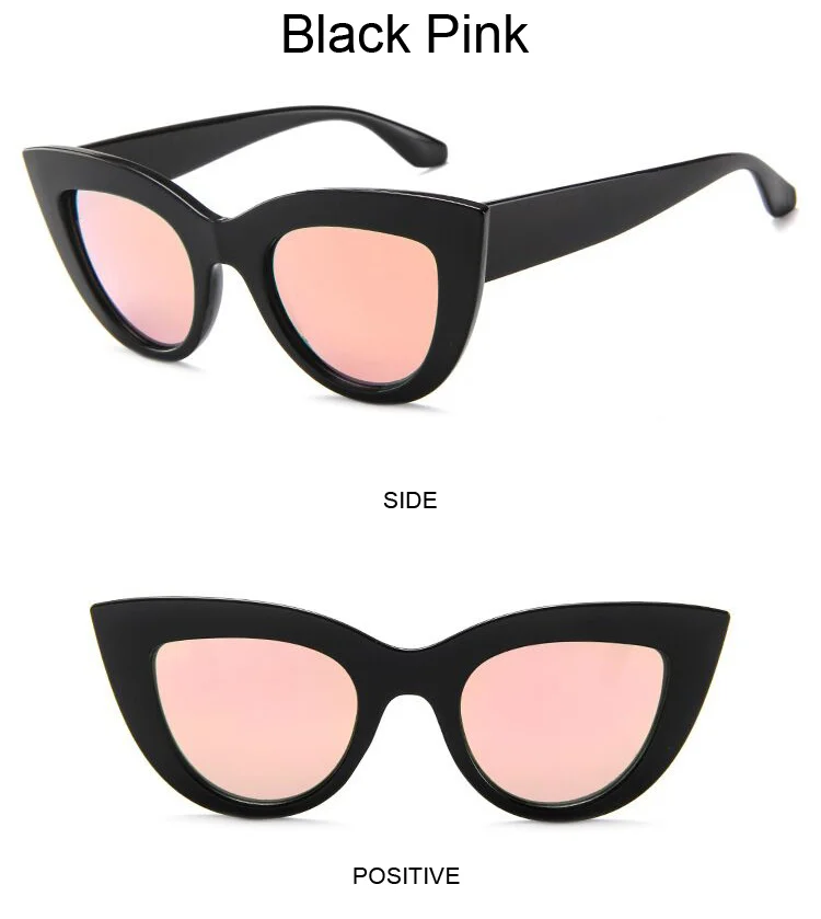 Vintage Cat Eye Sunglasses Woman Retro Brand Cateye Shades Sun Glasses Gradient Mirror Plastic Frame Designer Oculos De Sol