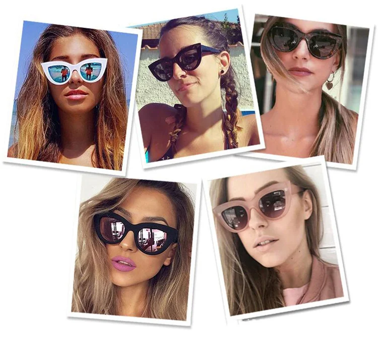 Vintage Cat Eye Sunglasses Woman Retro Brand Cateye Shades Sun Glasses Gradient Mirror Plastic Frame Designer Oculos De Sol