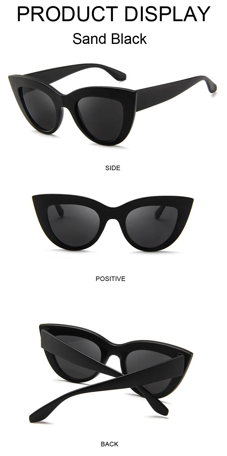 Vintage Cat Eye Sunglasses Woman Retro Brand Cateye Shades Sun Glasses Gradient Mirror Plastic Frame Designer Oculos De Sol