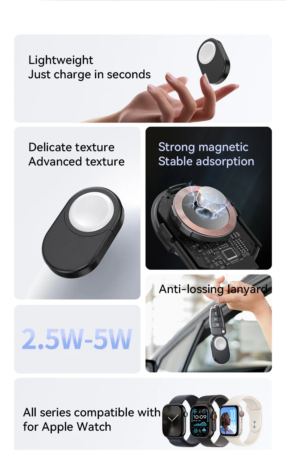 PZOZ Portable Wireless Charger For Apple Watch Series 11 10 9 8 7 6 5 SE Ultra 2 3 iWatch USB Type C Charger Magnetic Charging