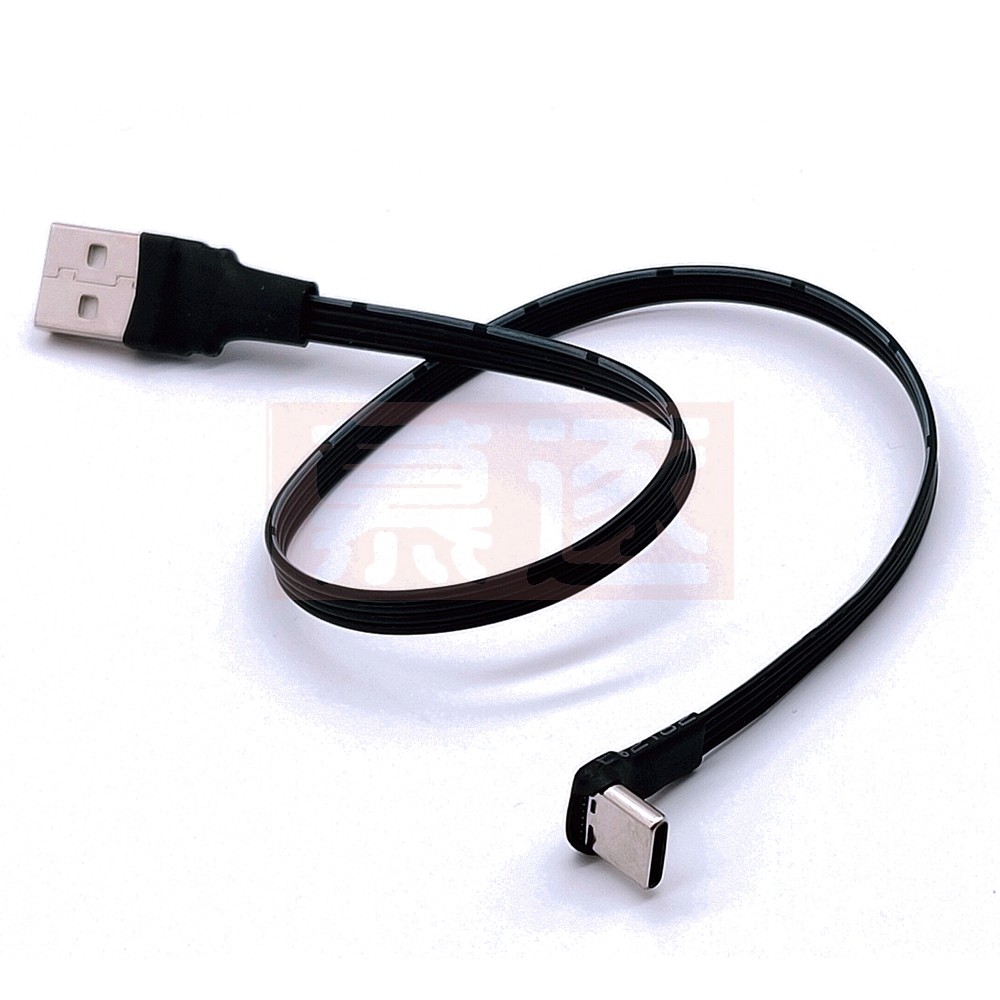 5cm-1m flat USB elbow to type-C male charging data cable version 2.0 connector elbow left and right right angle flexible cable
