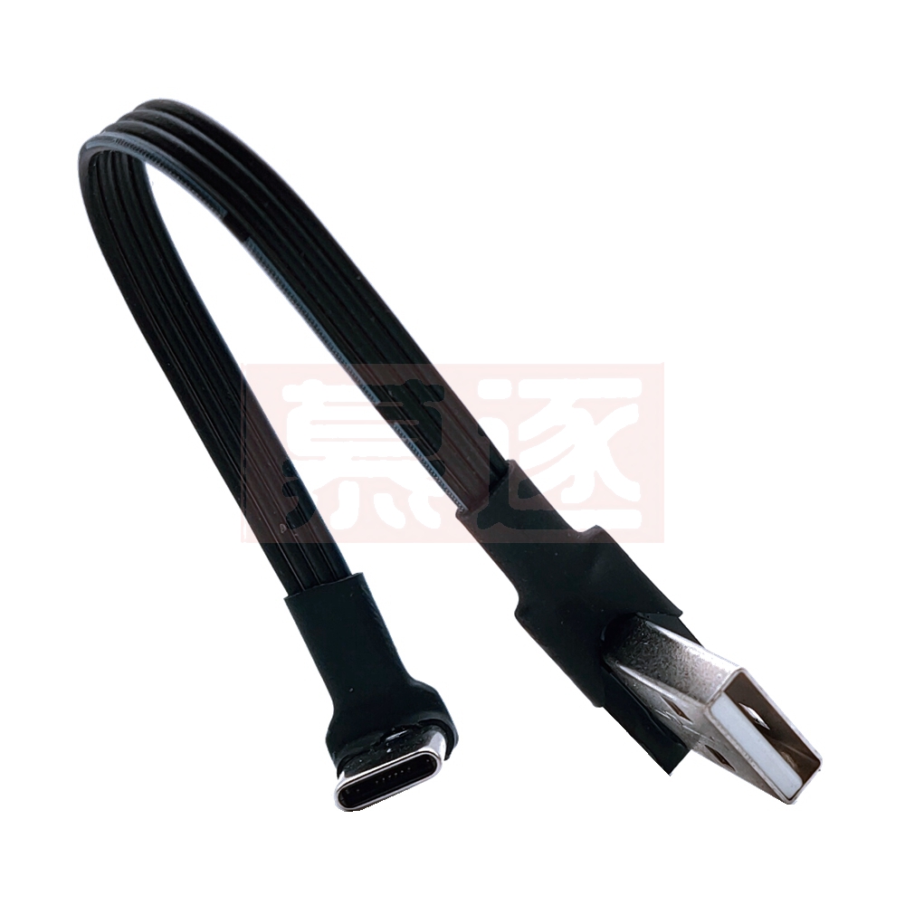 5cm-1m flat USB elbow to type-C male charging data cable version 2.0 connector elbow left and right right angle flexible cable