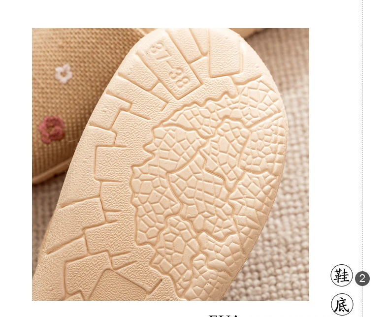Linen Slippers Female Summer Male Couple Home Embroidered Non-Slip Soft Bottom Indoor Home Use Cotton And Linen Floor Slippers