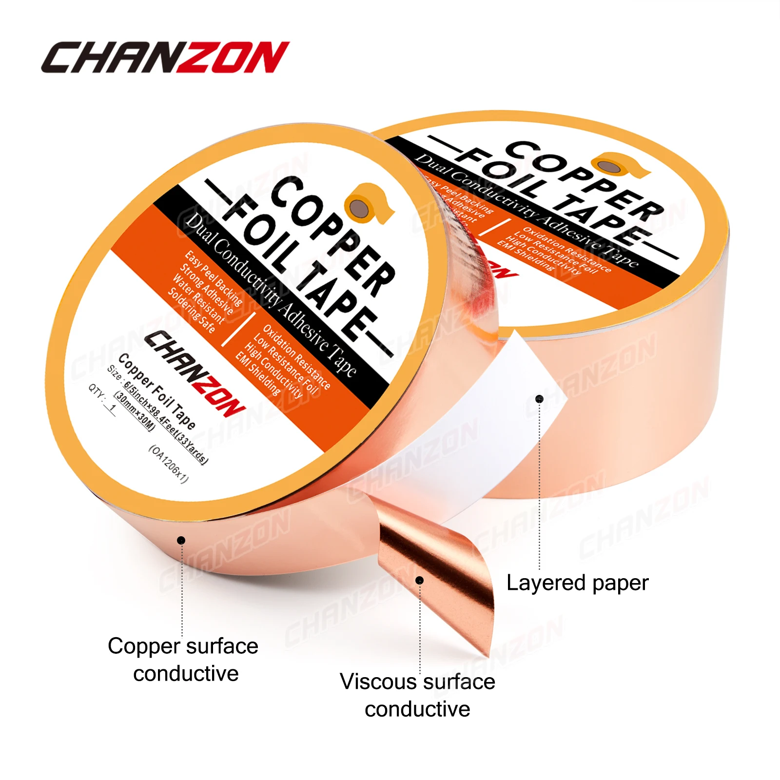 5mm 6mm 10mm 25mm Copper Foil Tape Conductive Strip Adhesive Double Sided For Guitar EMI Shielding Stained Glass Slug Deterrent