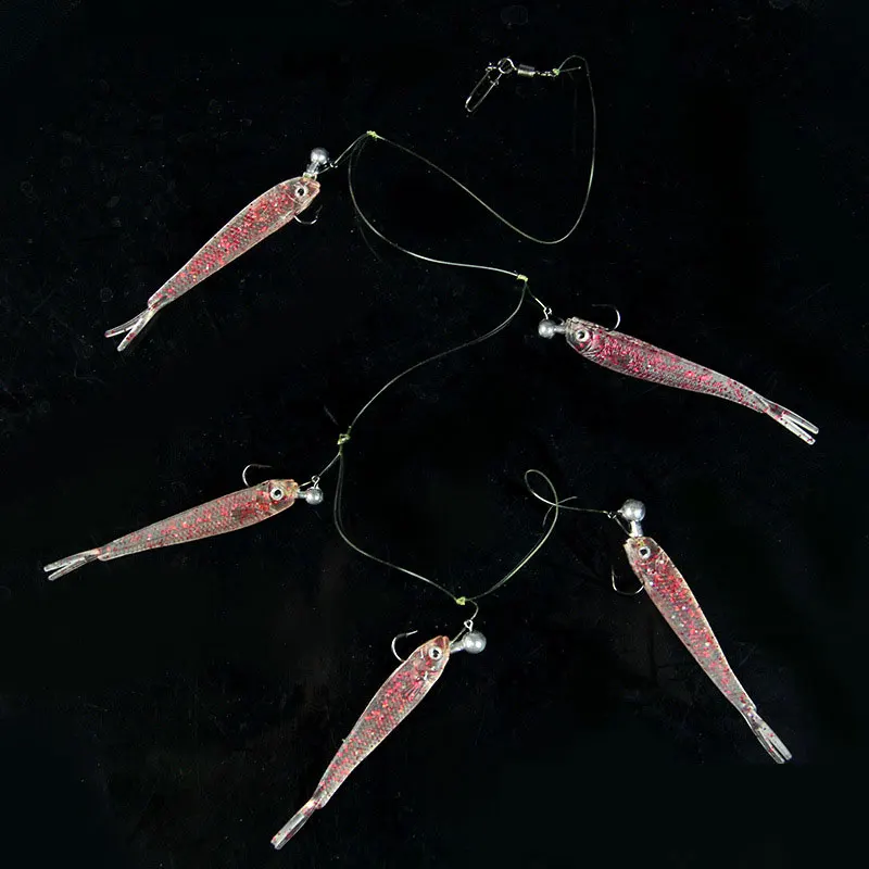AS Cluster Soft Lure Fishing Bait Pesca Jig Head T Tail Wobbler Metal Fish Sea Bass Leurre Tackle Swim Cast Bait