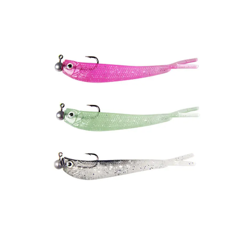 AS Cluster Soft Lure Fishing Bait Pesca Jig Head T Tail Wobbler Metal Fish Sea Bass Leurre Tackle Swim Cast Bait