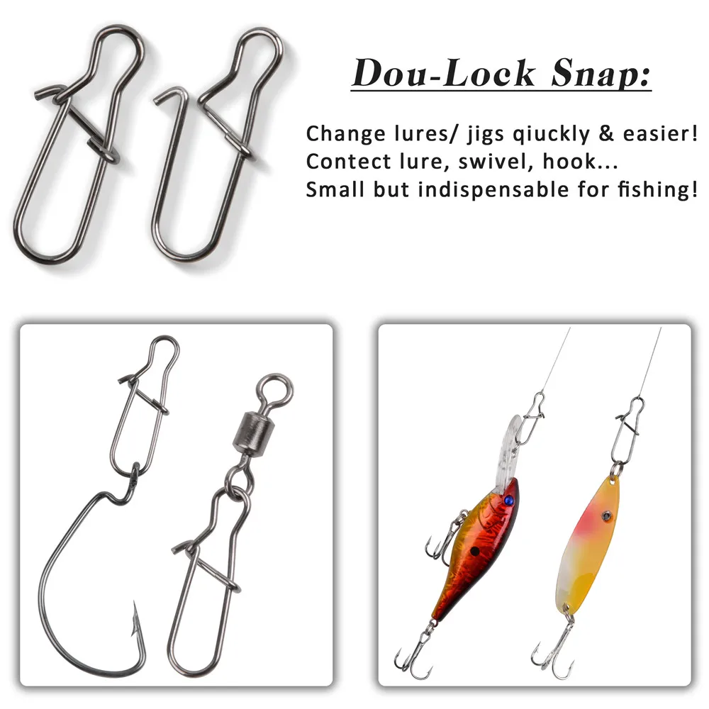 95Pcs/box Nice Fast Duo Lock fishing snaps and clips Kit Fishing hooks Lures Connector Swivels Snap Fishing Tackle 26lb-77lb