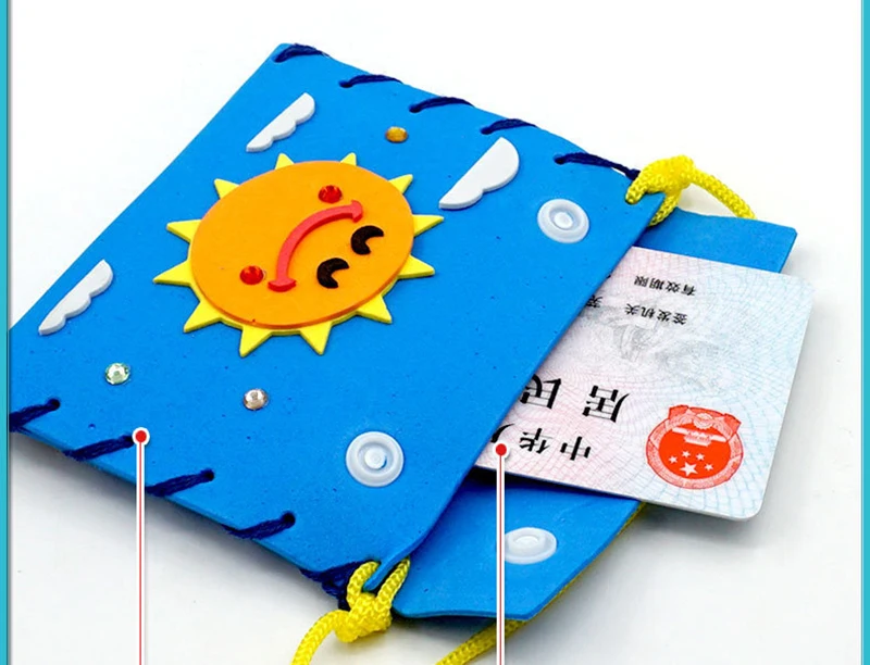 Children DIY Handmade Craft Kits Sew Your Own Purses Colorful EVA Foam Sewing Bags 3D Gem Crystal Stickers Decoration Kids Toys