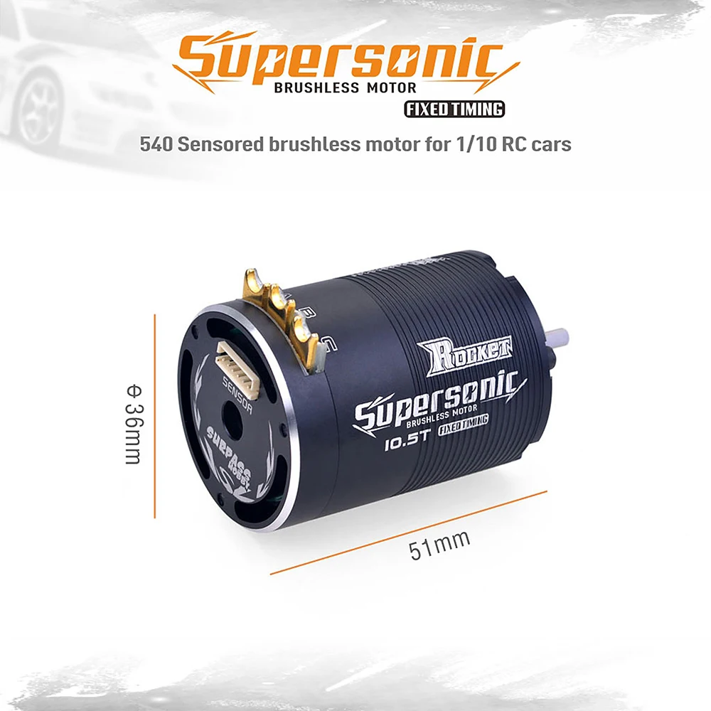 Hobbywing 10BL120 120A ESC w/Rocket Supersonic 540 4.5T 10.5T 13.5T Motor Sensored Brushless Combo for Modified 1/10 RC Car