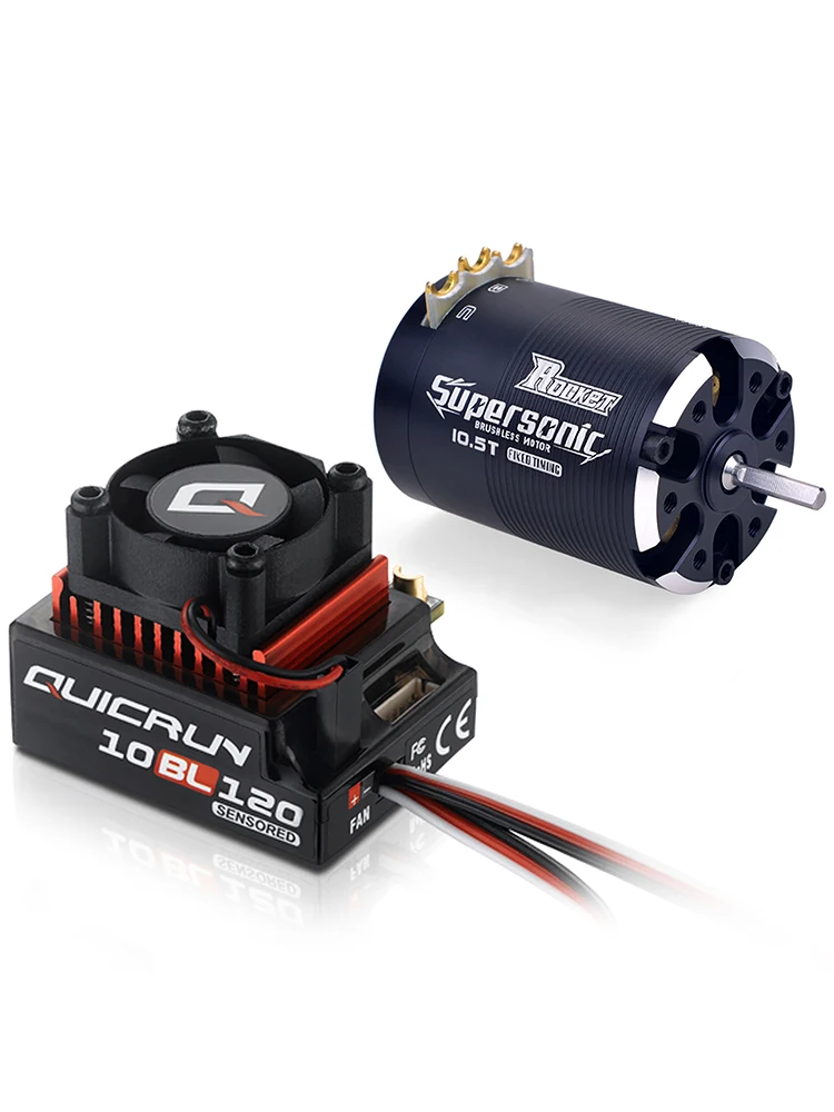 Hobbywing 10BL120 120A ESC w/Rocket Supersonic 540 4.5T 10.5T 13.5T Motor Sensored Brushless Combo for Modified 1/10 RC Car