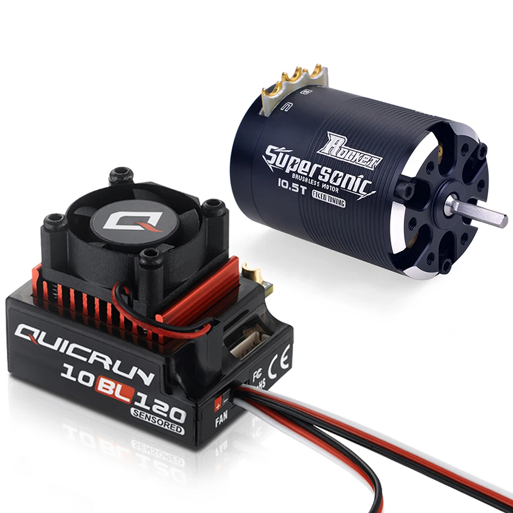 Hobbywing 10BL120 120A ESC w/Rocket Supersonic 540 4.5T 10.5T 13.5T Motor Sensored Brushless Combo for Modified 1/10 RC Car
