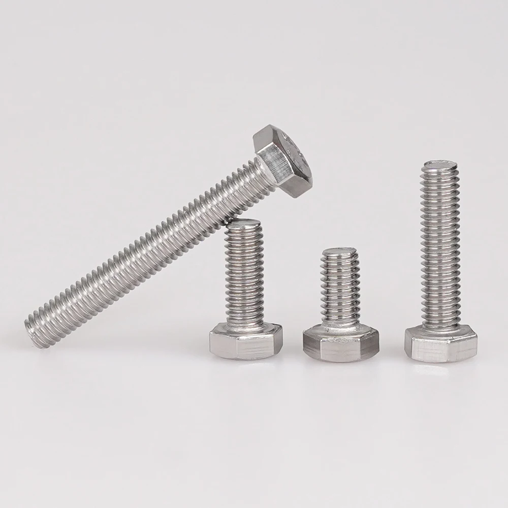 M4 M5 M6 M8 M10 M12 304 Stainless Steel Hexagon Bolt Screw And Nut Set Large Full Extension Screw