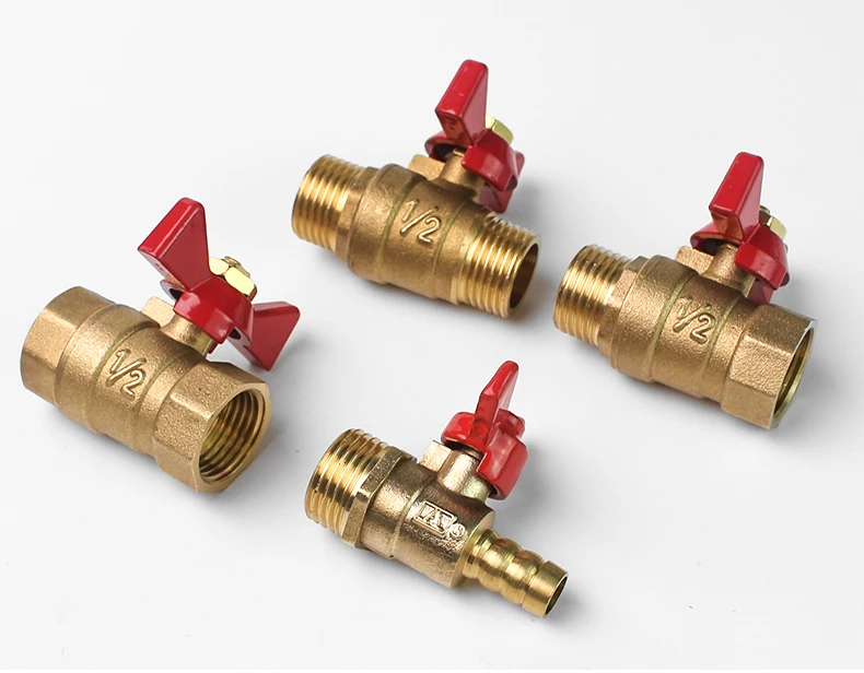 Shutoff Ball Valve Female To Female Thread Two Way Brass With Butterfly Handle For Fuel Gas Water Oil Air 1/4" 3/8" 1/2" 3/4"