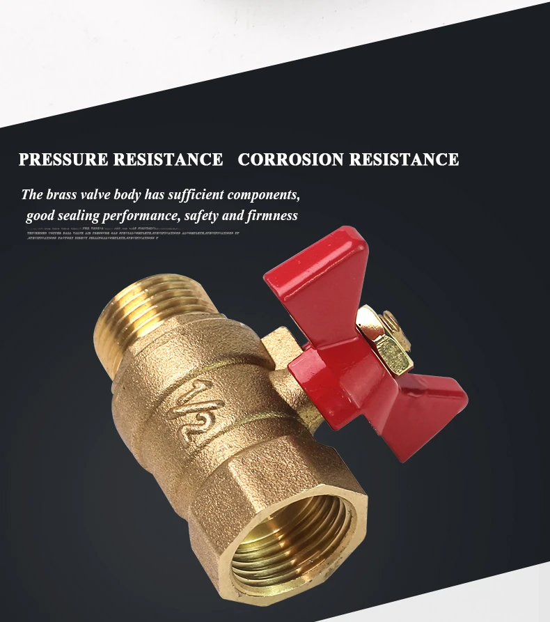 Shutoff Ball Valve Female To Female Thread Two Way Brass With Butterfly Handle For Fuel Gas Water Oil Air 1/4" 3/8" 1/2" 3/4"