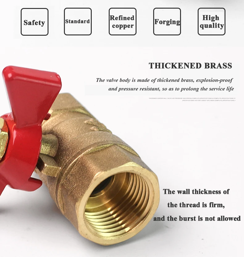 Shutoff Ball Valve Female To Female Thread Two Way Brass With Butterfly Handle For Fuel Gas Water Oil Air 1/4" 3/8" 1/2" 3/4"