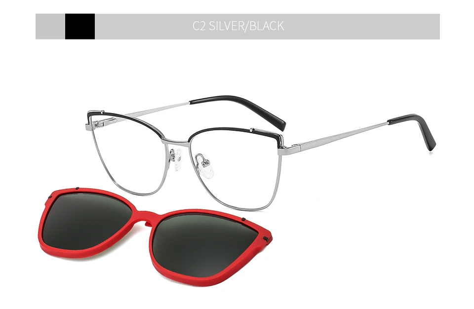 CEOFY Cat Eye Metal Retro Polarized Sunglasses Women Fashion Optical Myopia Eyeglasses Frames Prescription Frame with Clip