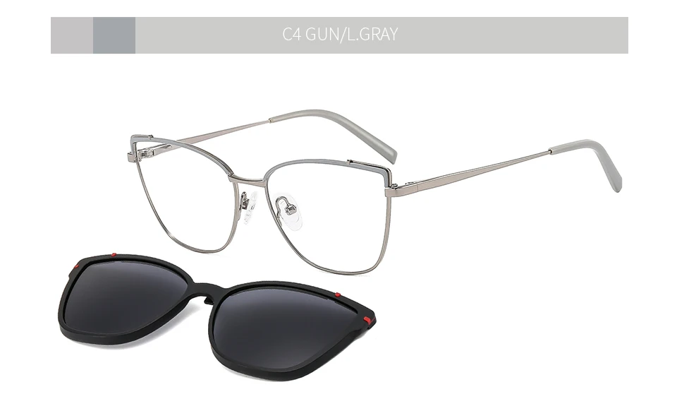 CEOFY Cat Eye Metal Retro Polarized Sunglasses Women Fashion Optical Myopia Eyeglasses Frames Prescription Frame with Clip
