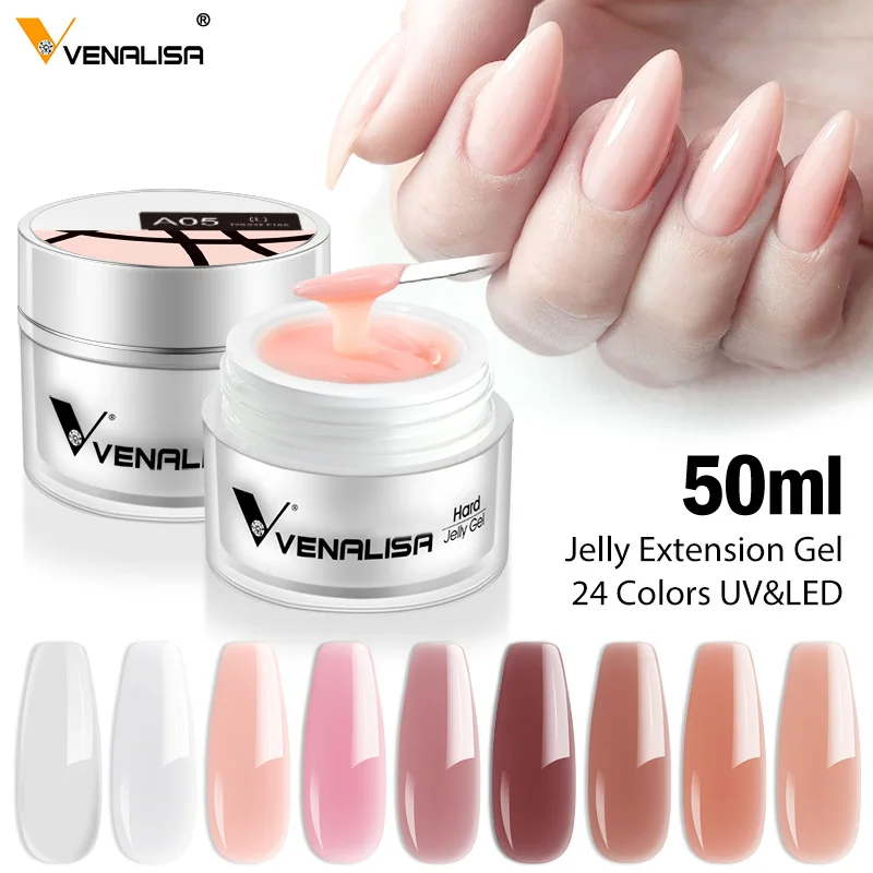 50ml Venalisa TPO FREE Soak off Thick Jelly Gel UV Construction Gel Builder Extend 24 Color Camouflage Milky White Hard Nail Gel