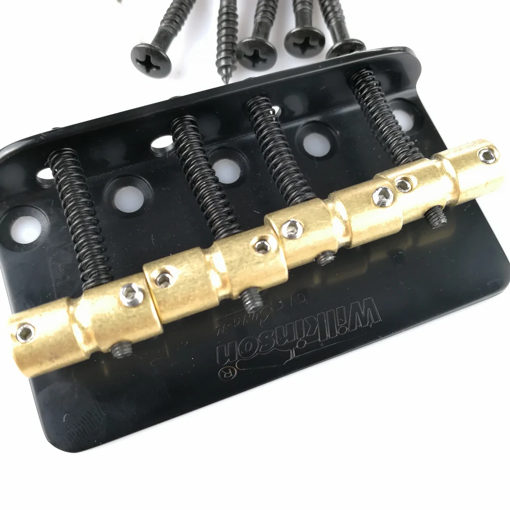 Wilkinson WBBC Four 4 Strings Electric Bass Bridge With Brass Saddles For Precision Jazz Bass Chrome Silver Black