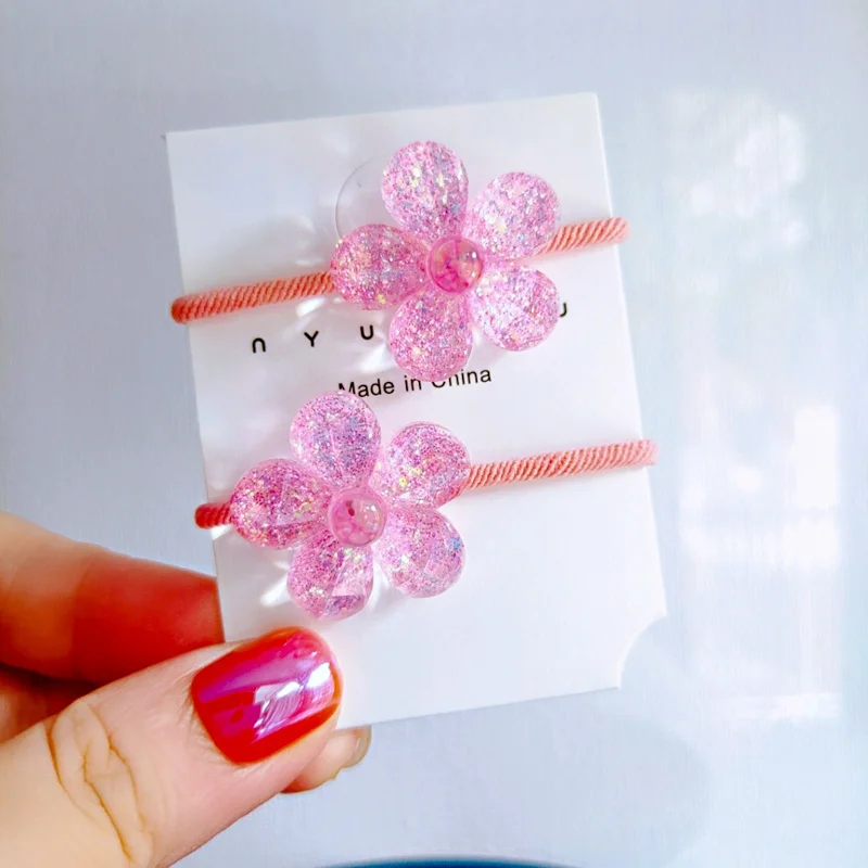 2PCS Cute Cartoon Shiny Transparent Bear Kids Elastic Hair Bands Children Hair Ties Girls Hair Accessories Baby Headdress