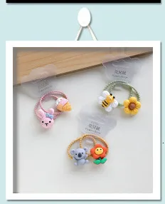 2PCS Cute Cartoon Shiny Transparent Bear Kids Elastic Hair Bands Children Hair Ties Girls Hair Accessories Baby Headdress