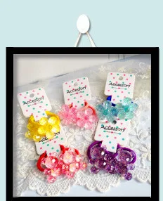 2PCS Cute Cartoon Shiny Transparent Bear Kids Elastic Hair Bands Children Hair Ties Girls Hair Accessories Baby Headdress