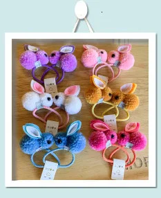 2PCS Cute Cartoon Shiny Transparent Bear Kids Elastic Hair Bands Children Hair Ties Girls Hair Accessories Baby Headdress