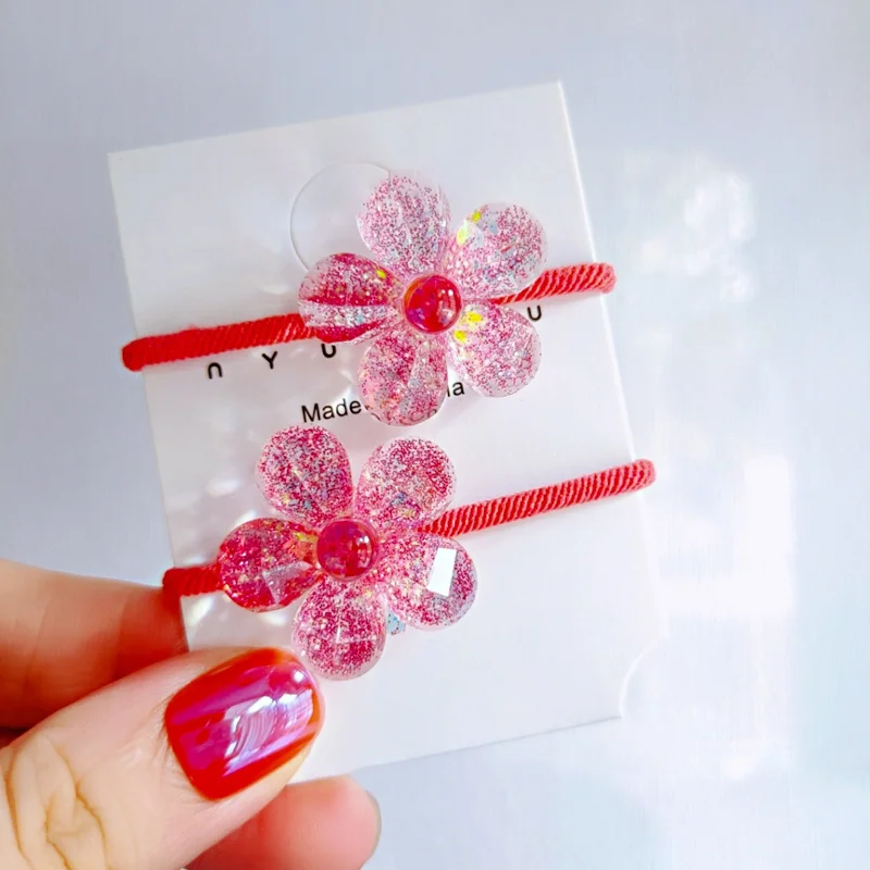 2PCS Cute Cartoon Shiny Transparent Bear Kids Elastic Hair Bands Children Hair Ties Girls Hair Accessories Baby Headdress