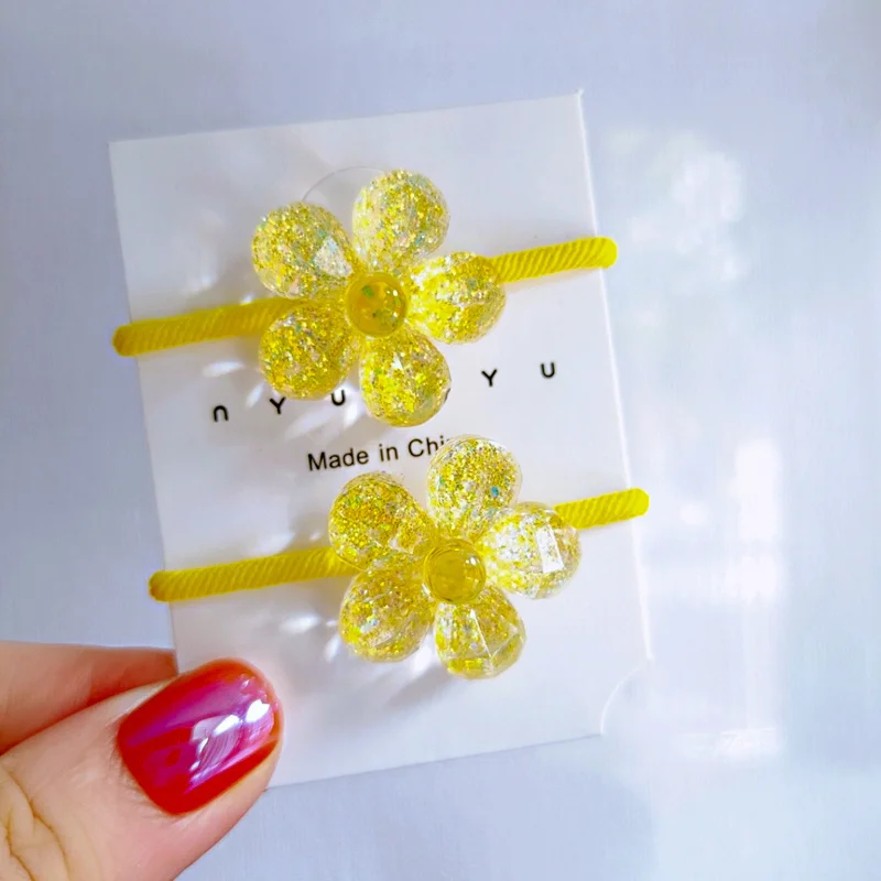 2PCS Cute Cartoon Shiny Transparent Bear Kids Elastic Hair Bands Children Hair Ties Girls Hair Accessories Baby Headdress
