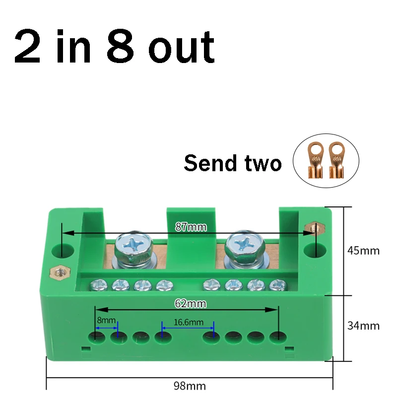 Single phase 2-in 4 / 6 / 8 / 12 outgoing terminal box household distribution box junction box terminal block 220 V