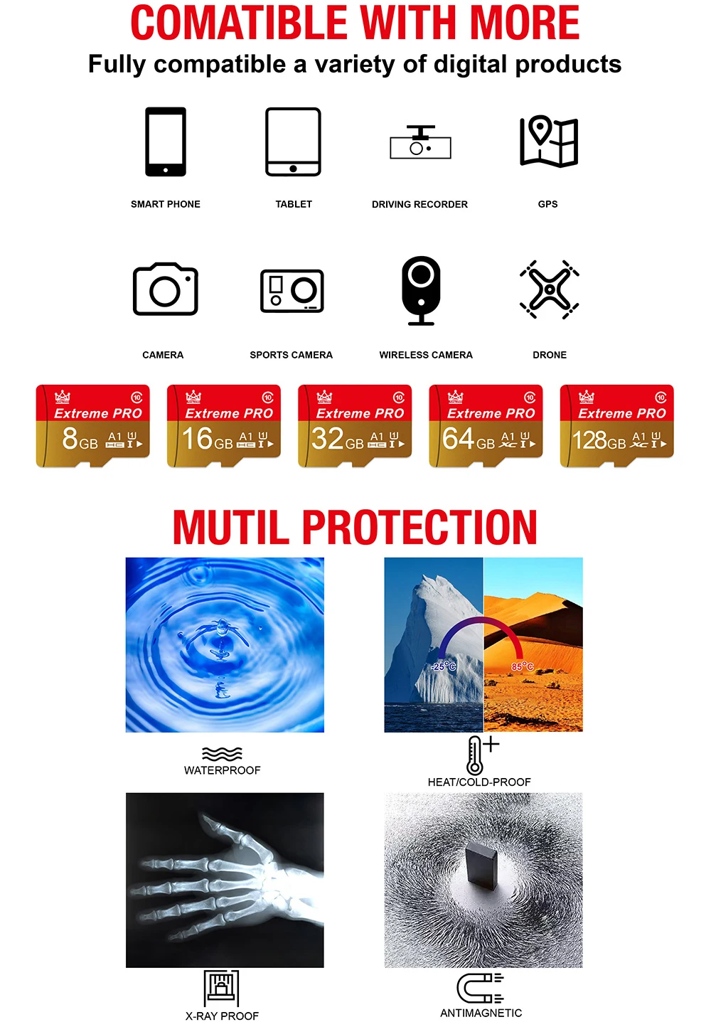 A1 Memory Card 16GB 32GB 64GB 128GB 200GB 256GB 400GB Mini SD Card Class10 UHS-1 Flash Card Memory TF/SD Card for Mobile Phone