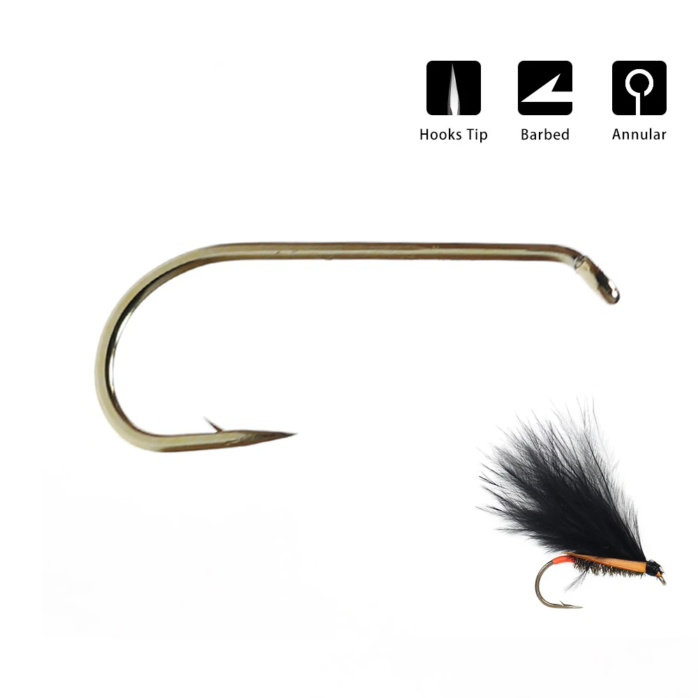 WIFREO 50/100pcs Long Shank Fly Fishing Hooks Dry&Wet&Nymph&Shrimp Caddis Pupa Streamer Fly Hook Fly Tying Fishhook