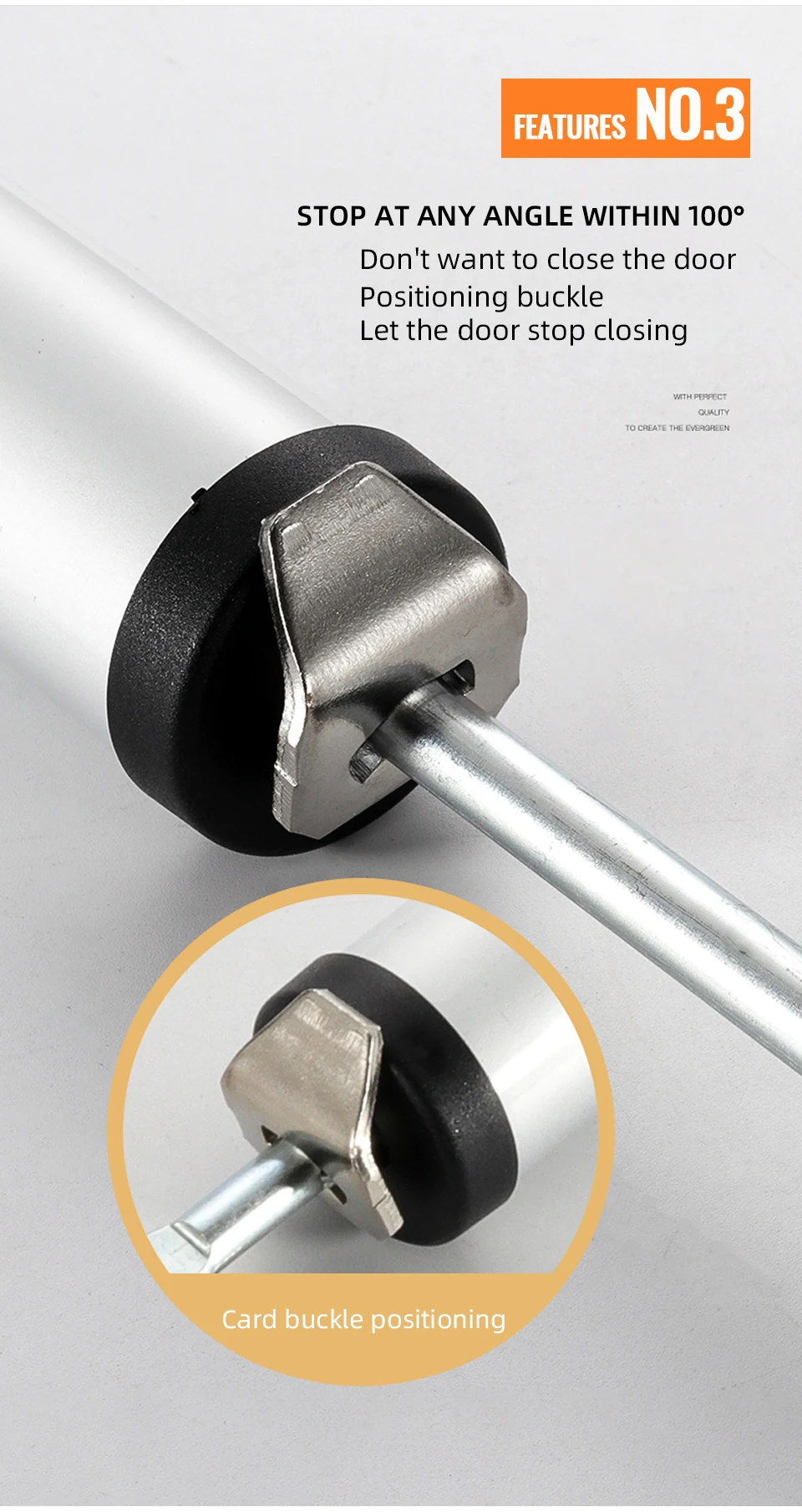 NAIERDI Automatic Door Closer 35kg Aluminum Alloy Soft Closing Adjustable Gas Spring 100 Degree Positioning Stop Door Hardware