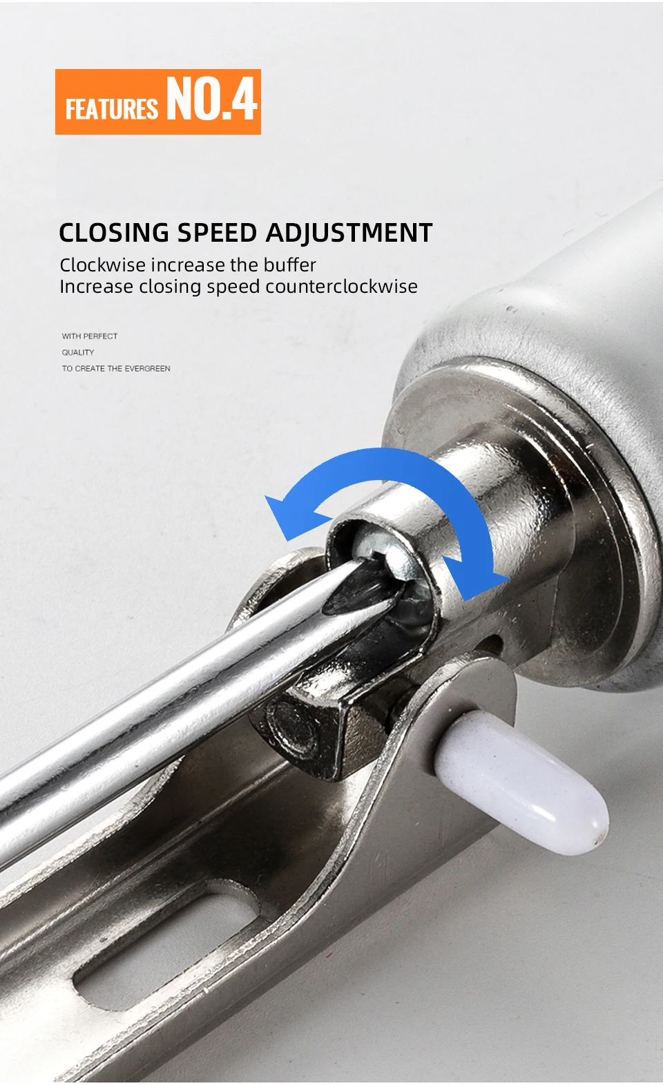 NAIERDI Automatic Door Closer 35kg Aluminum Alloy Soft Closing Adjustable Gas Spring 100 Degree Positioning Stop Door Hardware