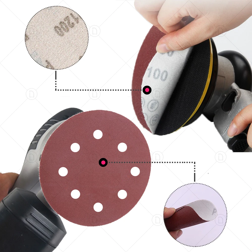 3/4/5 Inch 15-60PCS Round Sand Paper For Sanding Disc Grinder Car Polishing Sander Sandpaper Grit 800 1200 1500 2000 3000 5000