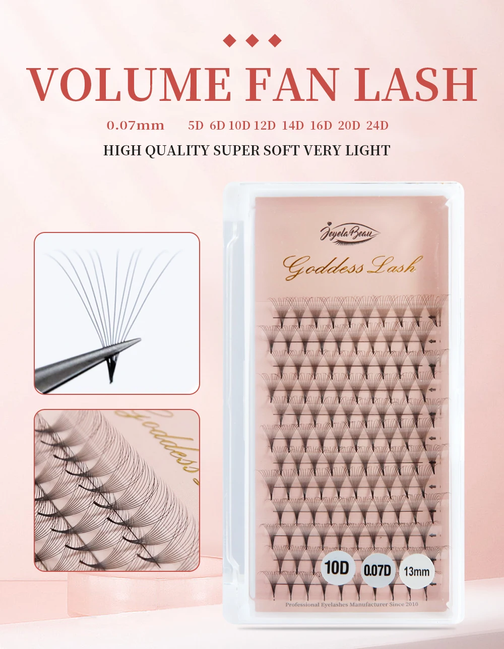 Goddess Premade Volume Fans 5D 6D 10D 12D 16D 20D MIX Individual Lashes Pre Made Russian Volume Fan Eyelash Extension Faux Mink