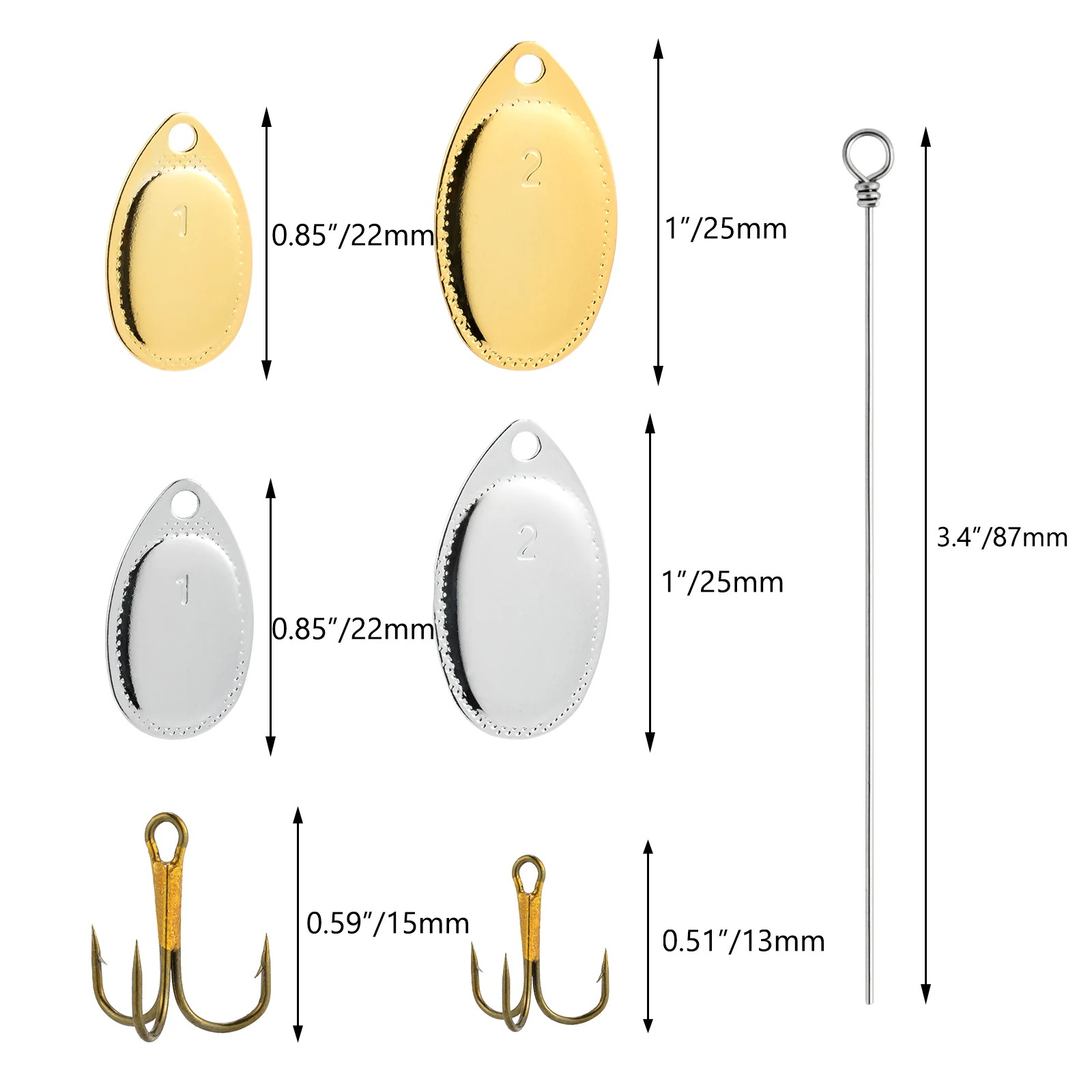 140pcs Fishing Lures Making Kit Metal Spinnerbait Blades DIY Spinners Spoon Wobblers Copper Blade Walleye Rig Bass Trout