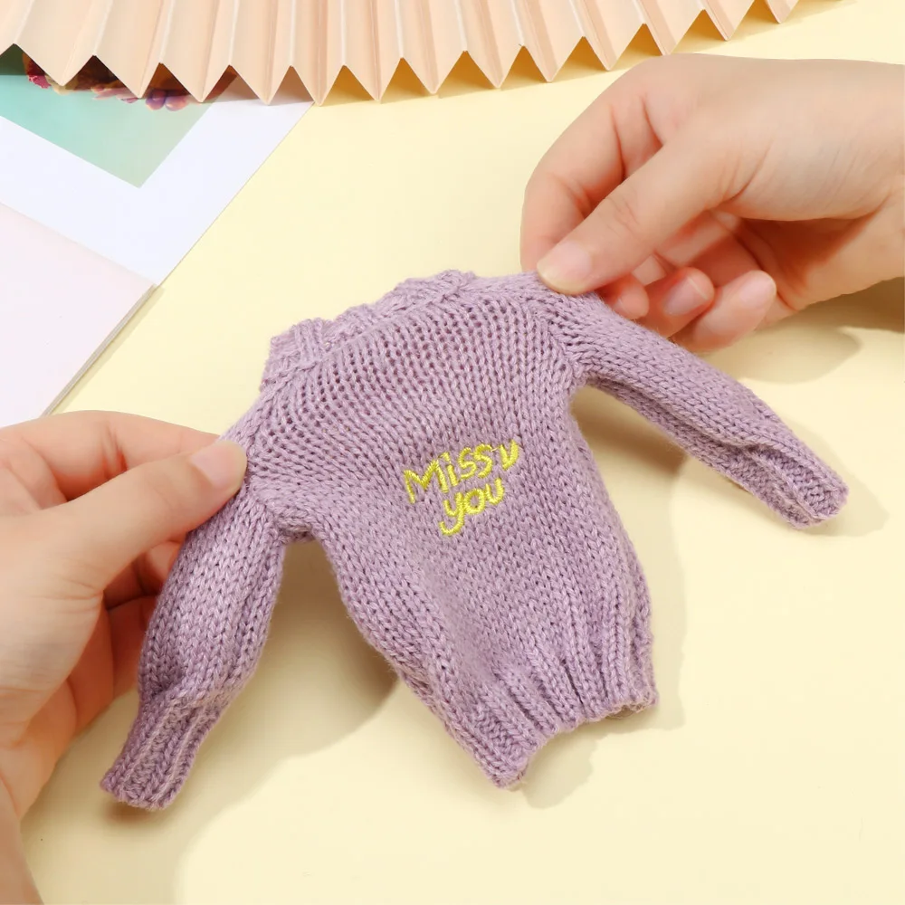 Mini Knitted Sweater for 1/6 Dolls Autumn Winter New Tops Fashion Casual Doll Sweater DIY Handmade Clothes Dressing Accessories
