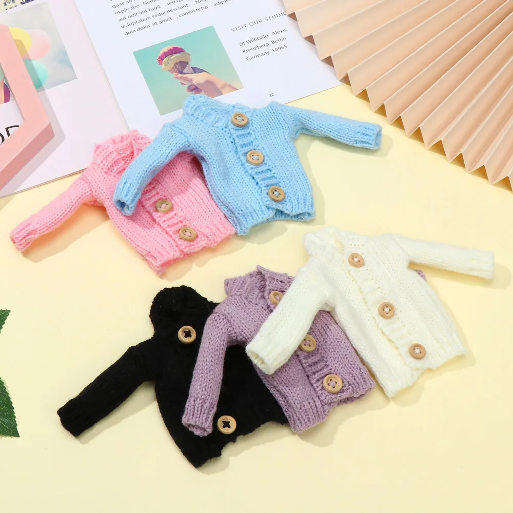 Mini Knitted Sweater for 1/6 Dolls Autumn Winter New Tops Fashion Casual Doll Sweater DIY Handmade Clothes Dressing Accessories