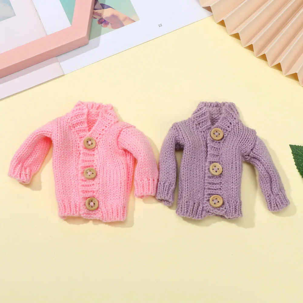 Mini Knitted Sweater for 1/6 Dolls Autumn Winter New Tops Fashion Casual Doll Sweater DIY Handmade Clothes Dressing Accessories