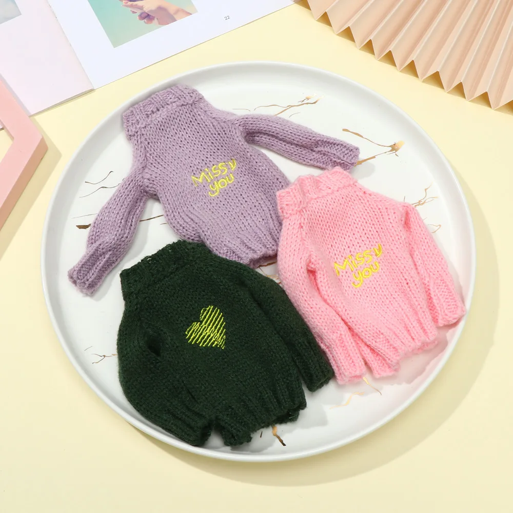 Mini Knitted Sweater for 1/6 Dolls Autumn Winter New Tops Fashion Casual Doll Sweater DIY Handmade Clothes Dressing Accessories