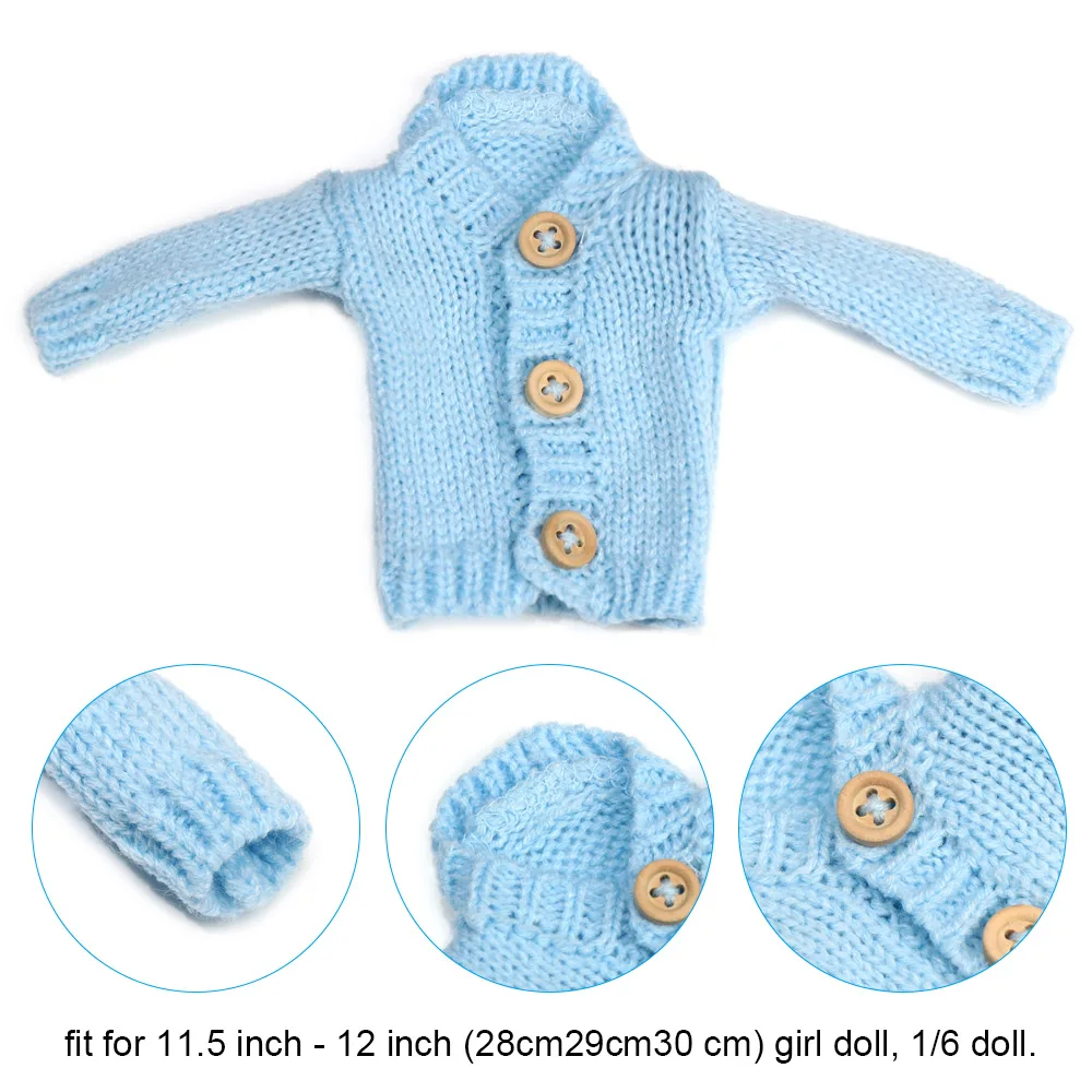Mini Knitted Sweater for 1/6 Dolls Autumn Winter New Tops Fashion Casual Doll Sweater DIY Handmade Clothes Dressing Accessories
