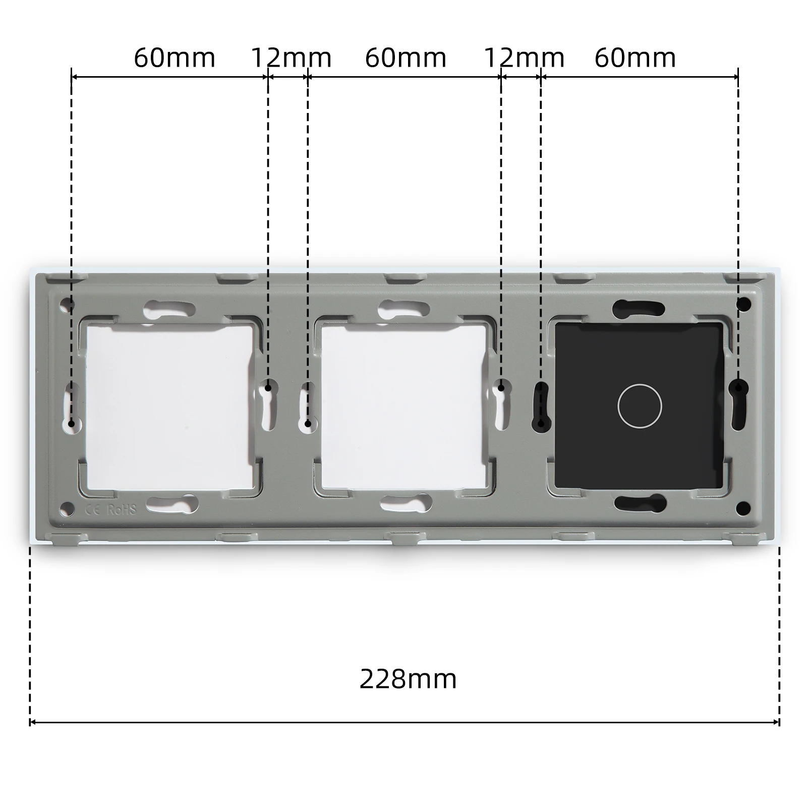 BSEED Crystal Light Switch Panel With Double Wall Socket Frames 228mm Metal Base Included Gass Frame EU Standard