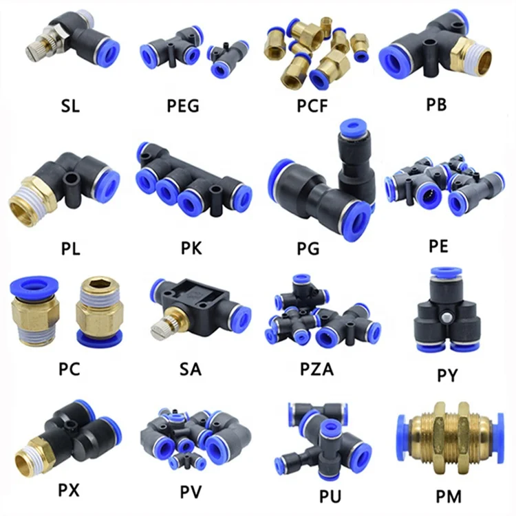 Pneumatic Air Connector Fitting PC/PCF/SL/PB/PX/PL 10mm 12mm 14mm 16 Thread M5 3/4"  1 2 way Hose Fittings Pipe Quick Connectors