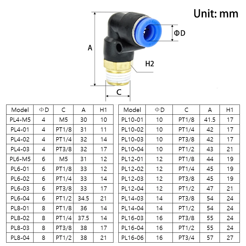 Pneumatic Air Connector Fitting PC/PCF/SL/PB/PX/PL 10mm 12mm 14mm 16 Thread M5 3/4"  1 2 way Hose Fittings Pipe Quick Connectors
