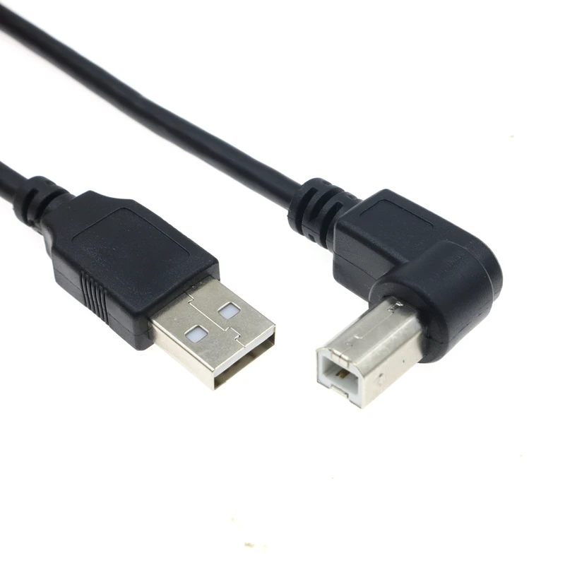 USB 2.0 A to B Type Male to Male 90 Degree UP, Down, Left and Right Corner Cable For Canon Epson HP ZJiang Label Printer DAC