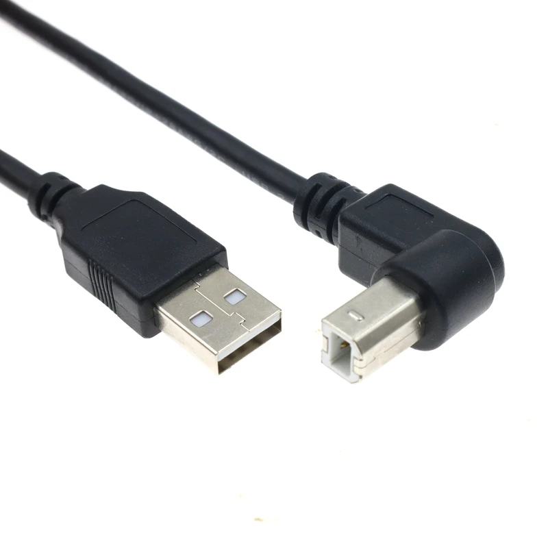 USB 2.0 A to B Type Male to Male 90 Degree UP, Down, Left and Right Corner Cable For Canon Epson HP ZJiang Label Printer DAC