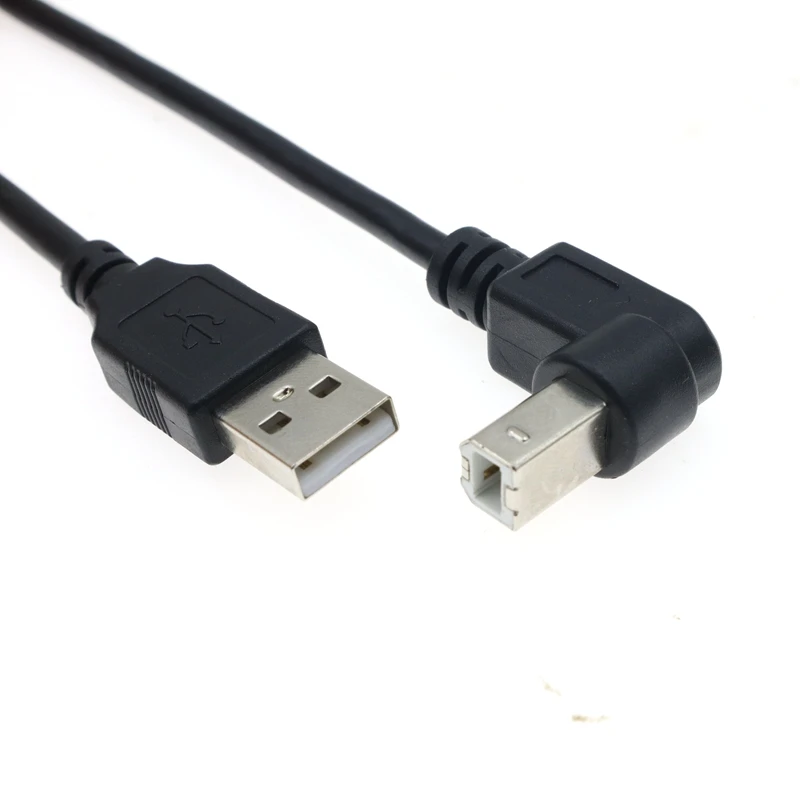 USB 2.0 A to B Type Male to Male 90 Degree UP, Down, Left and Right Corner Cable For Canon Epson HP ZJiang Label Printer DAC
