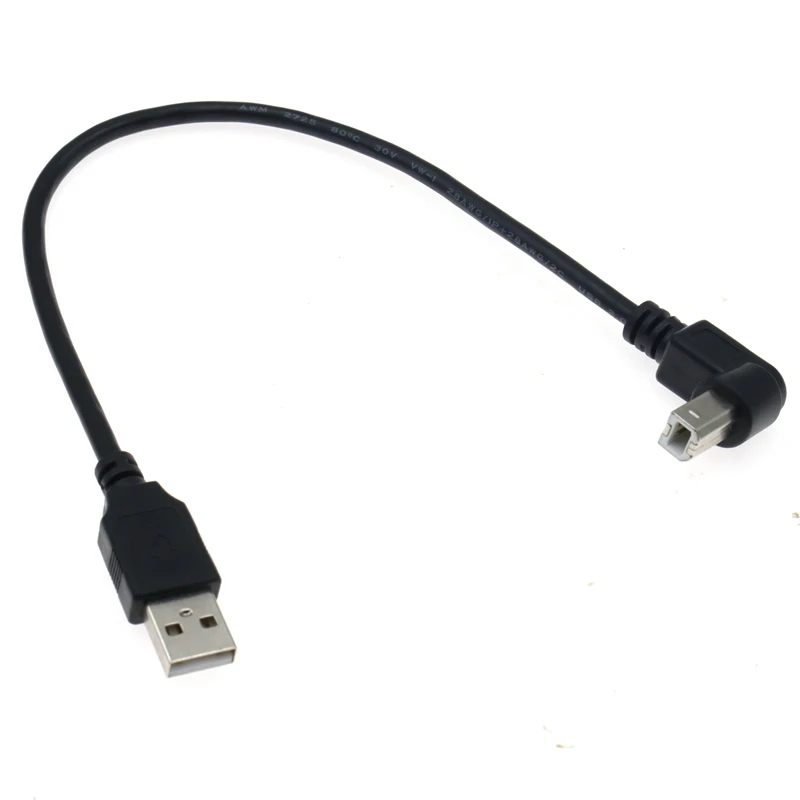 USB 2.0 A to B Type Male to Male 90 Degree UP, Down, Left and Right Corner Cable For Canon Epson HP ZJiang Label Printer DAC